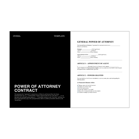 Power Of Attorney Contract Template