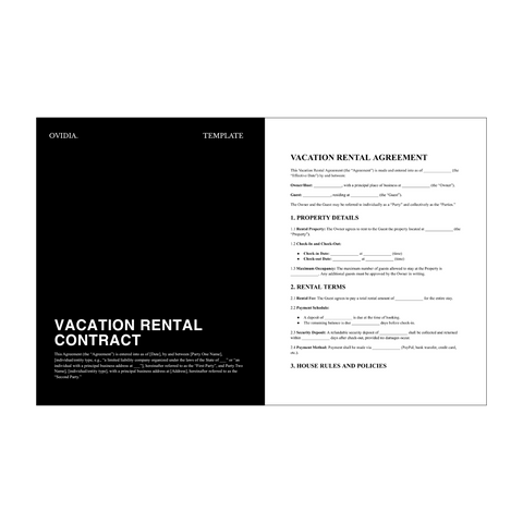 Vacation Rental Agreement Contract Template