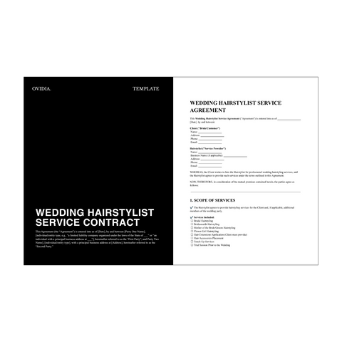 Wedding Hairstylist Service Agreement Contract Template