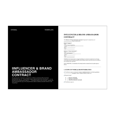 Influencer And Brand Ambassador Contract Template
