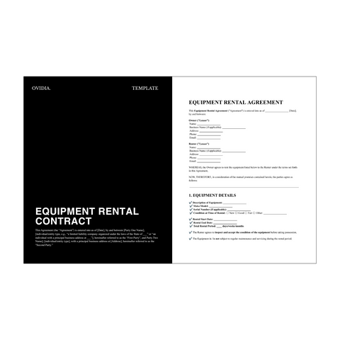 Equipment Rental Agreement Contract Template