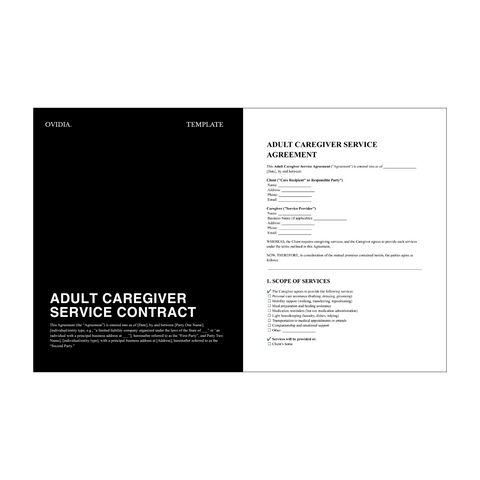 Adult Caregiver Service Agreement Contract Template